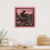 POSTER PAON NOIR ET ROSE (Cuisine)