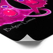 Poster PAON, rose, fuchsia, bleu violet noir (Coin)