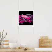Poster PAON, rose, fuchsia, bleu violet noir (Cuisine)