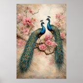 Poster Paons en fleurs (Devant)