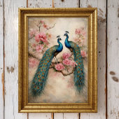Poster Paons en fleurs