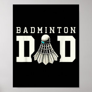 Poster Papa badminton volant sports fan