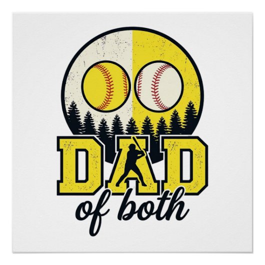 Poster Papa Baseball Softball des Deux Conception Vectori (Devant)