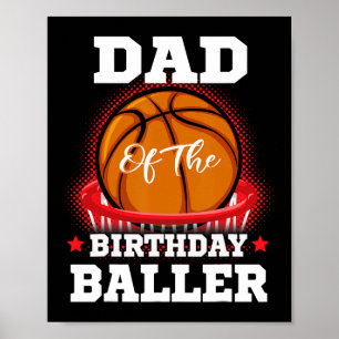 Poster Papa basket-ball anniversaire Garçon Famille Balle