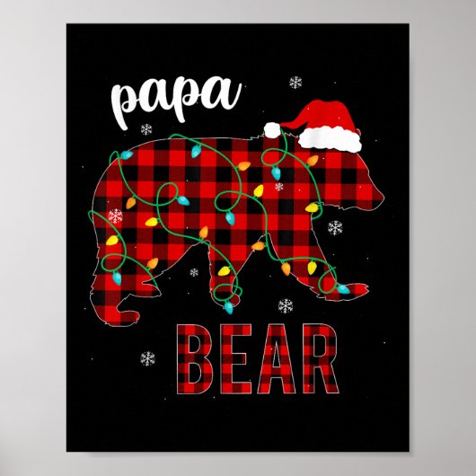 Poster Papa Bear Funny Men Red Plaid Christmas Pajama Fam (Devant)