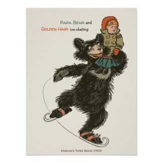 Poster Papa Bear & Golden Hair skating CC0929 Fairytale