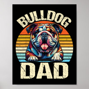 Poster Papa Bulldog Vintage Amoureux des Chiens Papa Fête