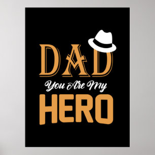 Poster Papa Cadeau Papa Tu Es Mon Héros