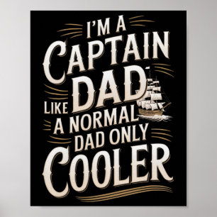 Poster Papa capitaine de bateau pour hommes drôle de père