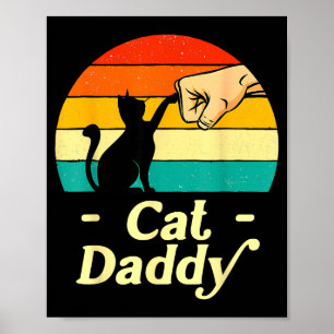 Poster Papa Chat Drôle Vintage Amateur de Chat Papa Chat