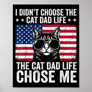 Poster Papa Chat La Vie M'a Choisi Drapeau Américain Drôl