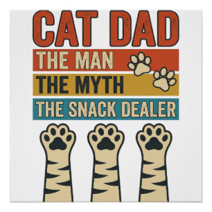 Poster Papa Chat Le Fournisseur de Snacks Chemise Vintage