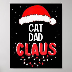 Poster Papa Chat Père Noël Costume de Noël Assorti Pour