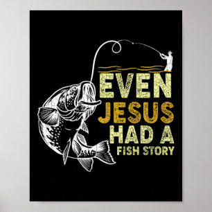 Poster Papa Chrétien vintage Pêcher Même Jésus Avait Un F