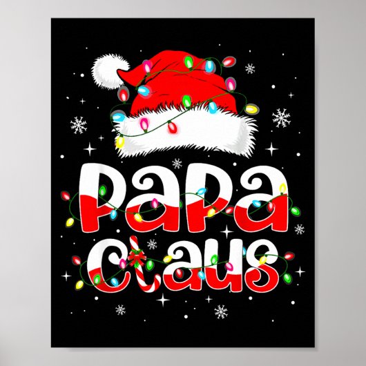 Poster Papa Claus Funny Christmas Lights Pajama Family Ma (Devant)
