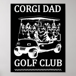 Poster Papa Corgi Rétro Club de Golf Chien Mignon Jouant
