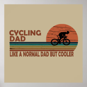 Poster Papa cycliste drôle comme un papa normal mais plus