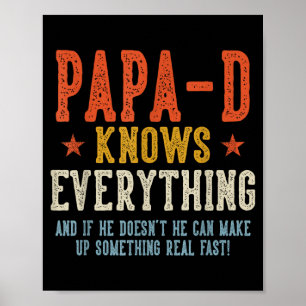 Poster Papa-d sait tout fête des pères rétro vintage