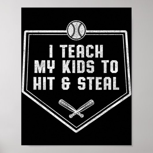 Poster Papa de baseball - J'apprends à mes enfants à frap (Devant)
