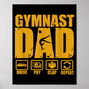 Poster Papa de gymnaste drôle conduire payer applaudir ré