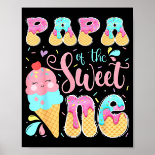 Poster Papa de la douce gâteau de glace 1er anniversaire