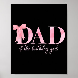Poster Papa de la fille de la fête familiale rose noeud c