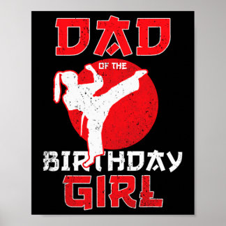 Poster Papa De L'Anniversaire Karate Taekwondo Girl Marti