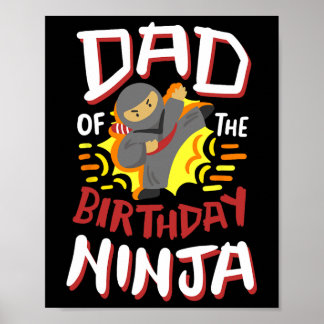 Poster Papa De L'Anniversaire Ninja Karate Kids Anniversa