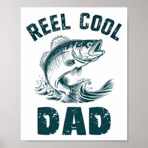 Poster Papa de pêche super cool grand-père de style vinta