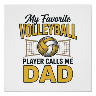Poster Papa de volley Mon joueur préféré m'appelle Papa D