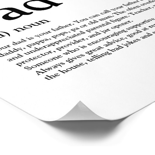 Poster Papa, définition, moderne, typographie (Coin)