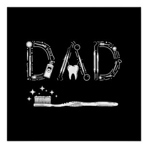 Poster Papa Dentiste Vintage Papy Fête des Pères Moi