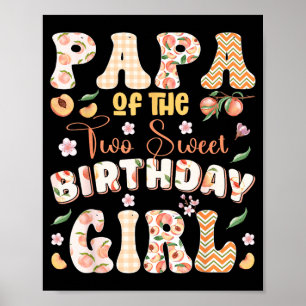 Poster Papa des deux mignonnes filles de 2 ans Peach