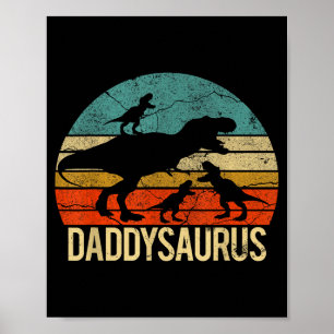 Poster Papa Dinosaure Daddysaurus 3 Trois Enfants Noël Ch