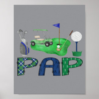 Poster Papa du garçon d'anniversaire trou en un sport de