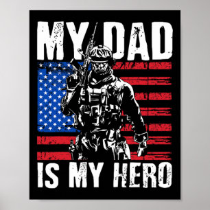 Poster Papa est mon héros Papa de l'armée Fête des pères