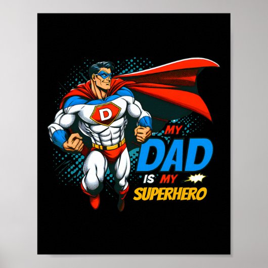 Poster Papa Est Mon Superhero Enfants Cool Fête des pères (Devant)