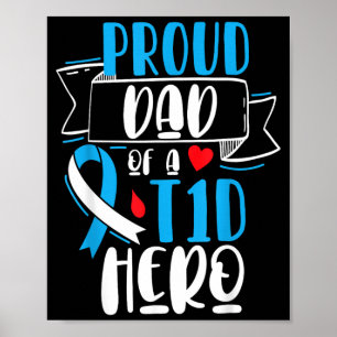 Poster Papa fier d'un héros T1d diabète de type 1 Papa