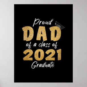 Poster Papa fier d'une classe de 2021 Diplômé