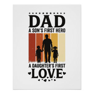 Poster Papa Fils Premier Héros Fille Premier Amour Vintag