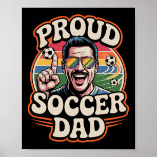 Poster Papa footballeur fier fan joyeux pour les pères