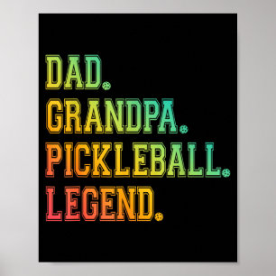 Poster Papa grand-père légende de pickleball joueur drôle