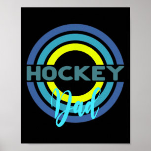Poster Papa hockey avec des cercles de hockey modernes