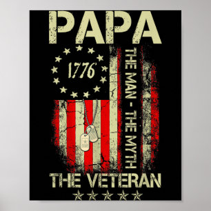 Poster Papa homme mythe le vétéran - drapeau de la fête d