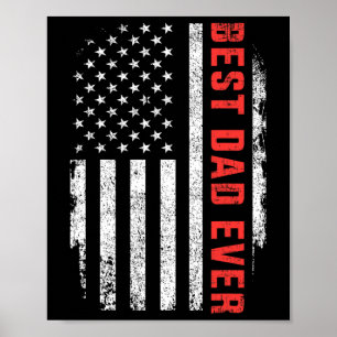 Poster Papa Jamais American Flag Fête des pères Anniversa