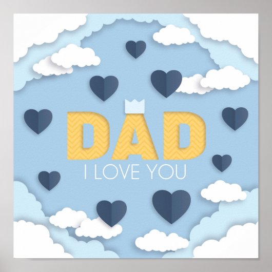 Poster Papa, je t'aime, fête des pères cadeau (Devant)