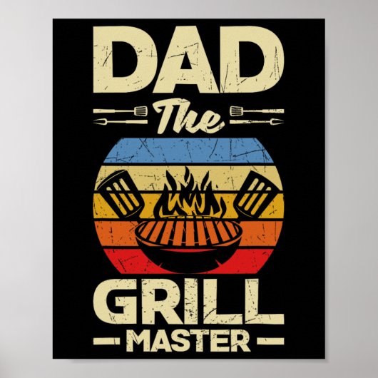 Poster Papa La Fête des pères Grill Bbq (Devant)