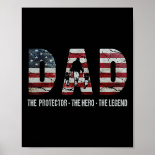 Poster Papa Le Protecteur Héros Légende Drapeau Américain