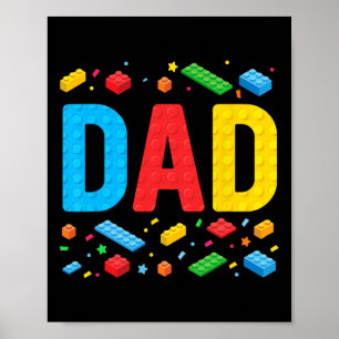 Poster Papa Maître Constructeur Briques Blocs Famille F