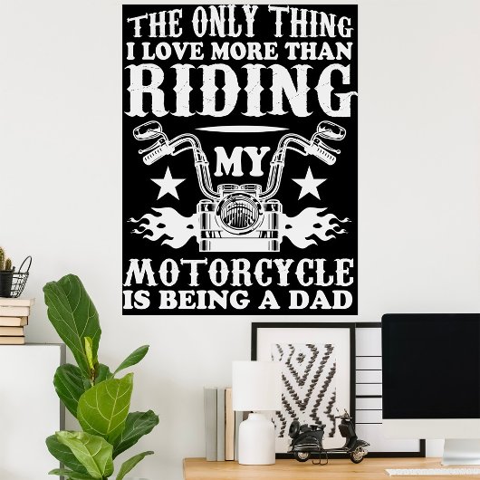Poster Papa motocycliste